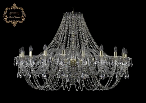 Подвесная большая люстра Art Classic 11.11 11.11.20.460.Gd.Sp (220V, хрусталь, на цепи, подсвечник, свеча)