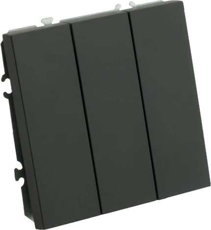 Выключатель трехклавишный (черный) Stekker Эмили 49844