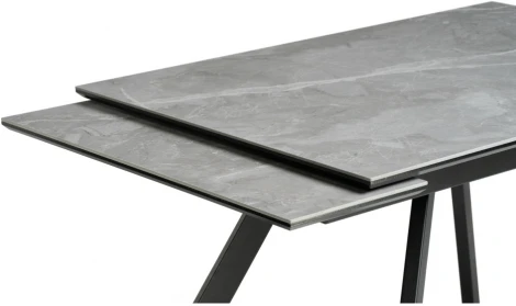 Керамический стол Woodville Габбро 120х80х76 серый мрамор / черный 530828