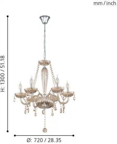 Подвесная люстра Eglo Basilano 39092 (220V, на цепи, подсвечник, свеча)