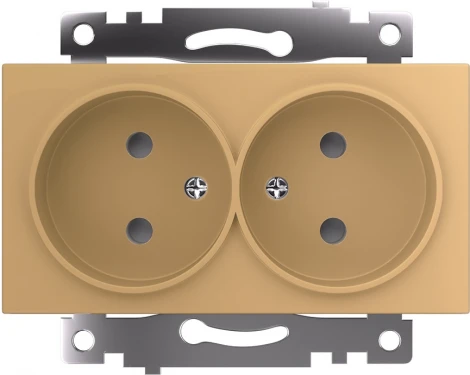 Розетка двойная без заземления со шторками (золото) Stekker Катрин 49225