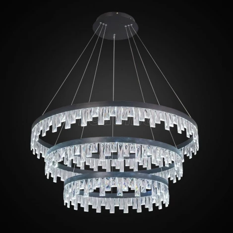 Подвесная люстра ярусная Eletto Celeste Nero EL320P120.1 (LED, 220V, хрусталь, на тросе, круглые, кольцо)