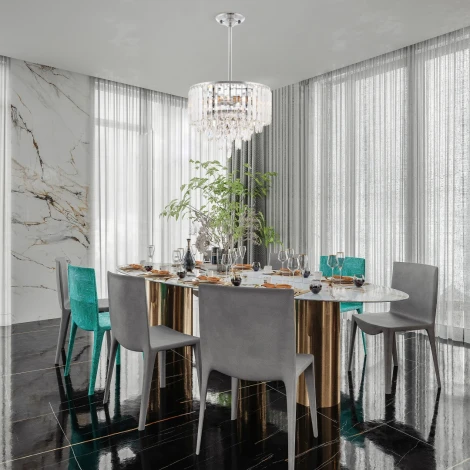 Подвесная люстра хрустальная на штанге Arte Milano Sorrento-5509 375509/6/300/390 CR (220V)