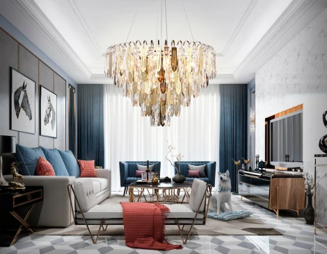 Подвесная люстра каскадная Ambrella TRADITIONAL TR5258 (220V, хрусталь, на тросе)