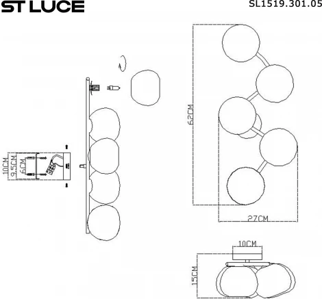 Светильник настенный ST Luce SL1519.301.05 Латунь/Белый G9 5*5W 4000K (220V)