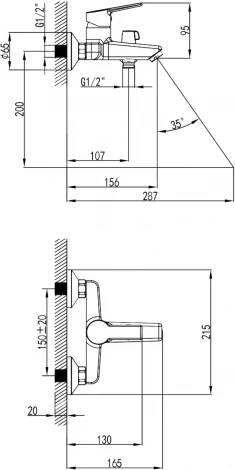 Смеситель Milardo Stripe STRSB02M02 для ванны с душем