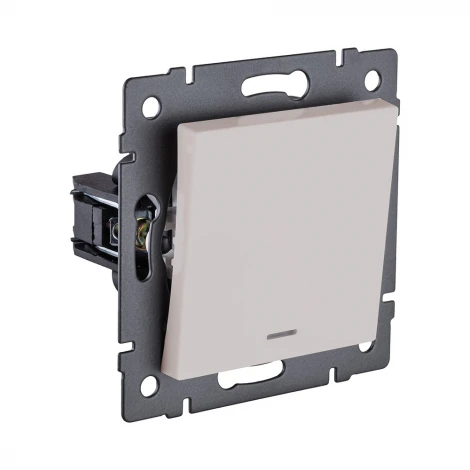 Выключатель 1-клавишный 10А/250В с LED подсветкой, кашемир матовый Kollinger REA-S-002CM для Aspekt, Eleganz, Reflex