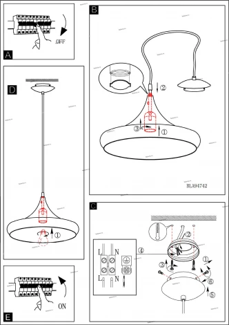 Подвесной светильник Eglo Coretto 2 94742 (220V, на проводе, круглые)