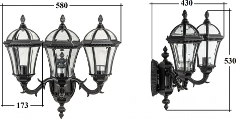 Настенный фонарь уличный IP44 Oasis Light ROMA S 95201S 3 15L Bl (220V, фонарь)