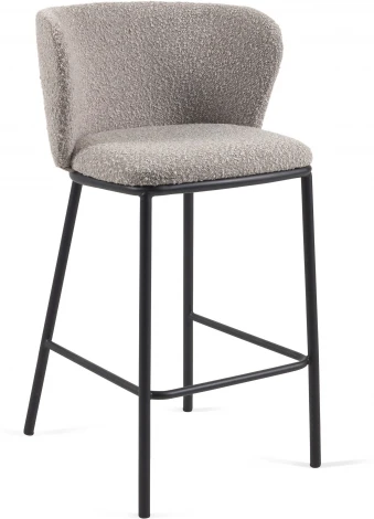 Полубарный стул Ciselia из серой ткани букле и черного металла 65 см La Forma (ex Julia Grup) арт.160256