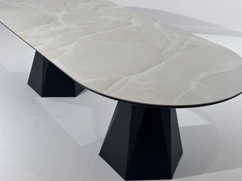 Стол ОРФЕЙ 240 нераскладной цвет ОНИКС (ONYX SABLE PULIDO), керамика / Черный каркас M-City 64718