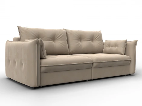 Диван прямой Лига-100 НПБ (ДСП,Фанера/Пластик/Велюр/Бежевый) Лига Диванов 133647