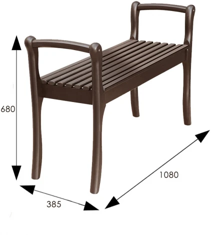 Скамья для прихожей с подлокотниками массив, каркас орех от фабрики Mebelik