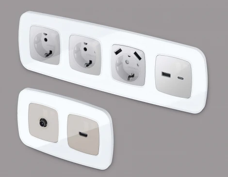 Рамка Ambrella Volt OMEGA Coint (Белый Стекло органическое) 4-ая OF640104