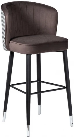 Cтул барный велюр серо-коричневый 54*54*106см с ч/б спинкой Garda Decor арт.30C-309W SER
