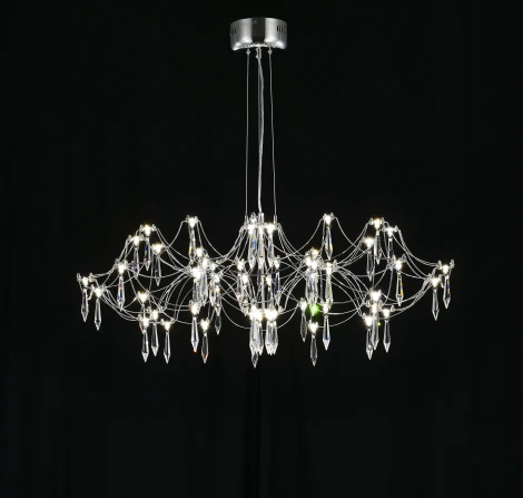 Подвесная люстра светодиодная с пультом и хрустальными подвесками Asfour MyFar Ersilia MR2661-60P-76AP