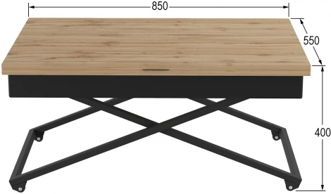 Стол универсальный трансформируемый АНДРЭ Loft ЛДСП дуб вотан/чёрный от фабрики Mebelik
