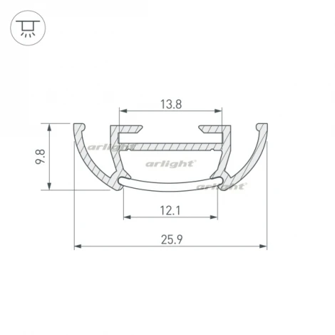 Профиль TS-A-2000 (CT) ANOD (Алюминий) 016943 Arlight