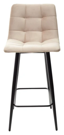 Полубарный стул CHILLI-QB бежевый #5, велюр / черный каркас (H=66cm)