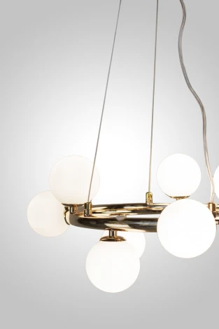 Подвесной светильник AM Group AM488 GOLD D500 (на тросе, шар, молекулы)