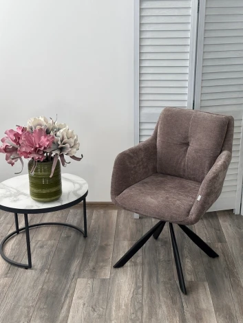 Стул ФЕДЕРИКО ДАНС 180 град. поворотный, NORDIC 35 Серо-коричневый / Черный каркас, M-City