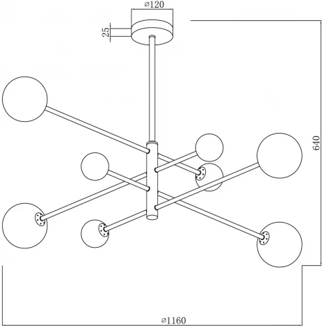 Потолочная люстра ярусная на штанге Freya Sphirity FR5376CL-08B (220V, шарики)