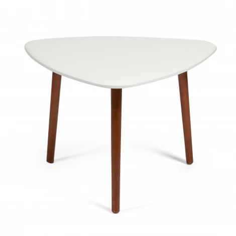 Стол журнальный TROYA Белый (ножки орех) (МДФ/дерево)