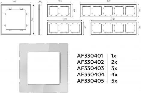 Рамка Ambrella Volt ALFA Platos (Серебро Стекло органическое) 5-ая AF330405