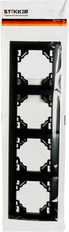 Рамка на 4 поста (черный) Stekker Эрна Элегант 49664