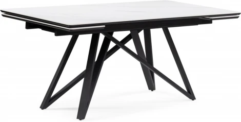 Кухонный стол Notta Вилсон 160(220)х89х75 белый мрамор snow white / черный (Керамика) арт.612880