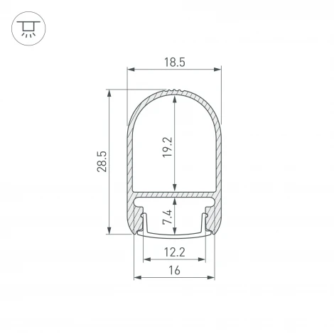 Профиль WARDROBE-1930-2000 ANOD (Arlight, Алюминий) 053565