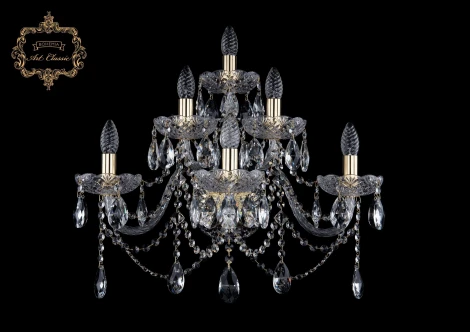 Бра Art Classic 10.12 10.12.3+2+1.240.XL.Gd.Sp (220V, хрусталь, подвески, подсвечник, свеча)