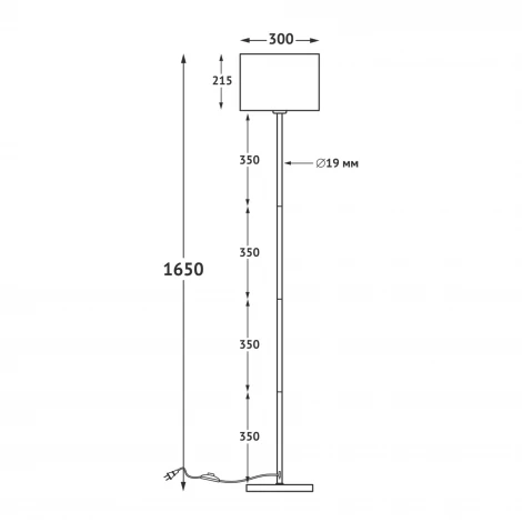 Торшер лампу Е27 40W Черный/Черный Uniel UML-T521 E27 BLACK/BLACK