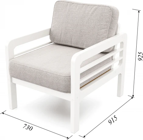 Кресло Arsko Бергер белая эмаль рогожка серая