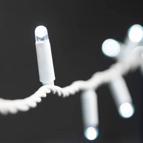 Гирлянда Нить 10м белая 24В, 100 LED, провод белый каучук 2,3мм, IP65 Laitcom ECO100-8-1W