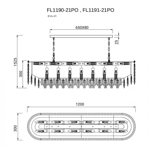Подвесная люстра Fluorite Sovrana FL1190-21PO