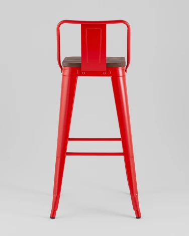 Стул барный TOLIX со спинкой красный глянцевый + темное дерево KD Stool Group УТ000042113