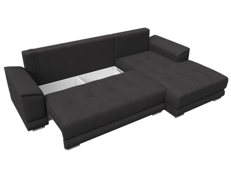 Диван угловой НордСтар правый угол (ДСП,Брус/Пластик/Замша/Коричневый) Лига Диванов 128211