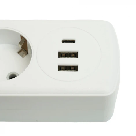 Удлинитель 4-х местный 2хUSB Type A+C 3 метра (белый) Stekker Home 49978
