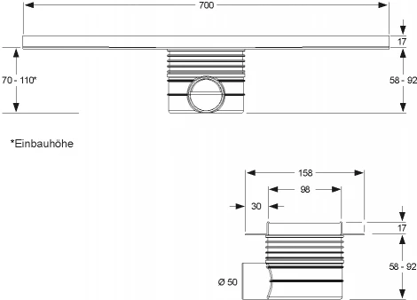 Душевой лоток Mepa 150302 70 см