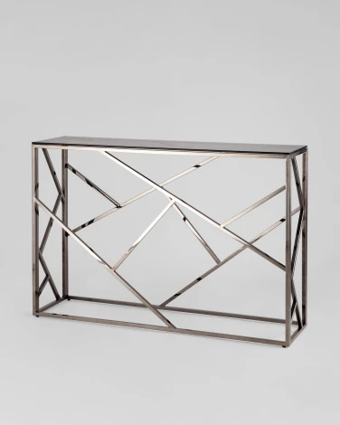 Консоль Stool Group АРТ ДЕКО 115*30 стекло smoke сталь тёмный хром УТ000001965