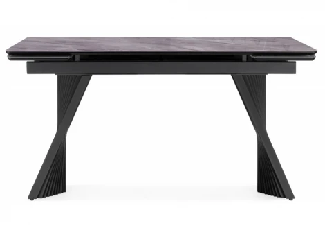 Кухонный стол Notta Вейв 140(200)х80 кристл серый мрамор / черный