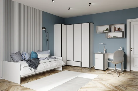 Кровать ТЭКС с подъёмным механизмом Асцелла 90х200, Белый, Графит серый