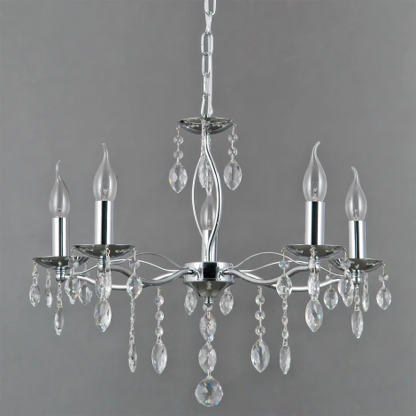 Подвесная люстра ILLUMICO IL0266-5PSQ-24 CR CASTOR (220V, на цепи, подсвечник, свеча)