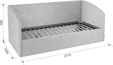 Кровать с подъемным механизмом Квест (Софа) 90х200 см Mebelson (ДСП,ЛДСП,Велюр/Серый) арт.KM.S-17.2173