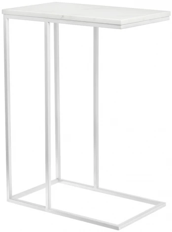 Придиванный столик Loft 50x30см, белый мрамор с белыми ножками Bradex Home RF 0359