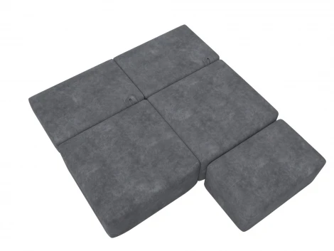 Диван прямой модульный с пуфом Лига-060 НПБ (ЛДСП,Брус,Фанера/Пластик/Велюр/Темно-серый) Лига Диванов 129670