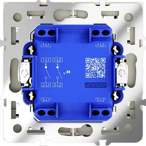 Выключатель двухклавишный с подсветкой (сталь) Voltum S70 VLS020205