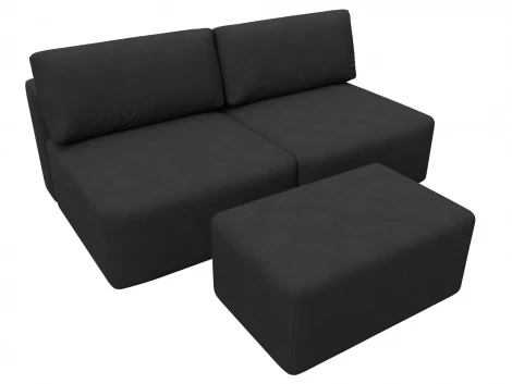 Диван прямой модульный с пуфом Лига-060 НПБ (ЛДСП,Брус,Фанера/Пластик/Замша/Коричневый) Лига Диванов 129666