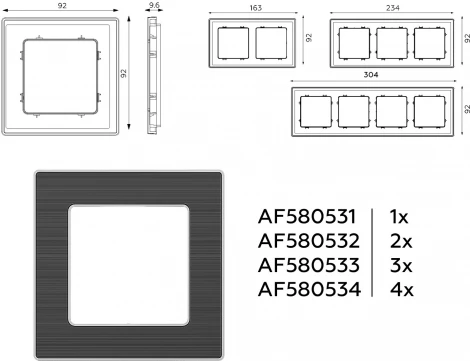 Рамка Ambrella Volt ALFA Arctic (Черный Стекло органическое/Сталь) 2-ая AF580532
